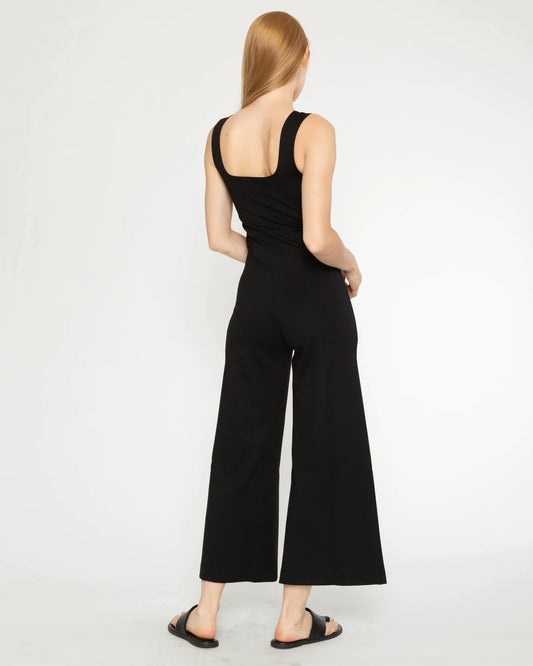 Ponte Knit Tank Wide Leg Jumpsuit: Cropped