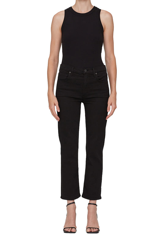 Isola Mid Rise Cropped Boot In Plush Black