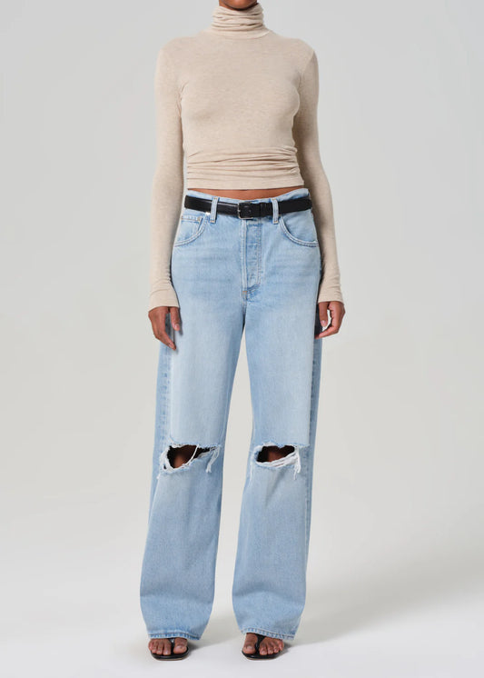 Ayla Baggy Cuffed Crop in Pagoda