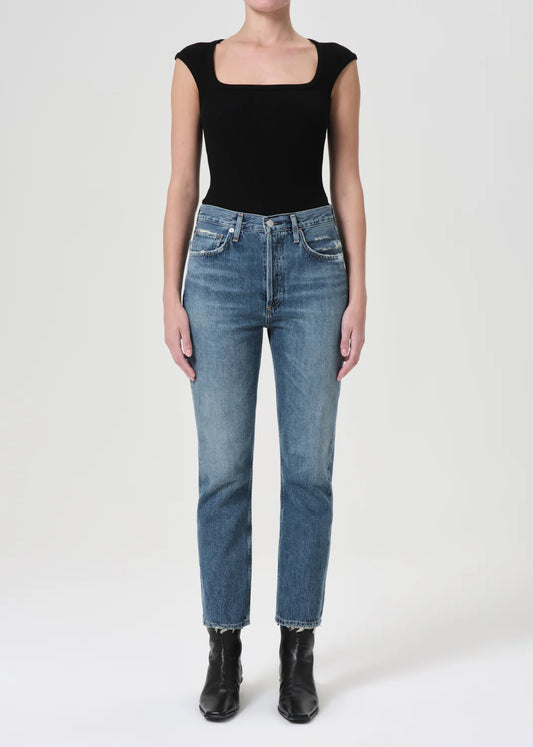 AGOLDE Riley High Ride Straight Crop in Frequency