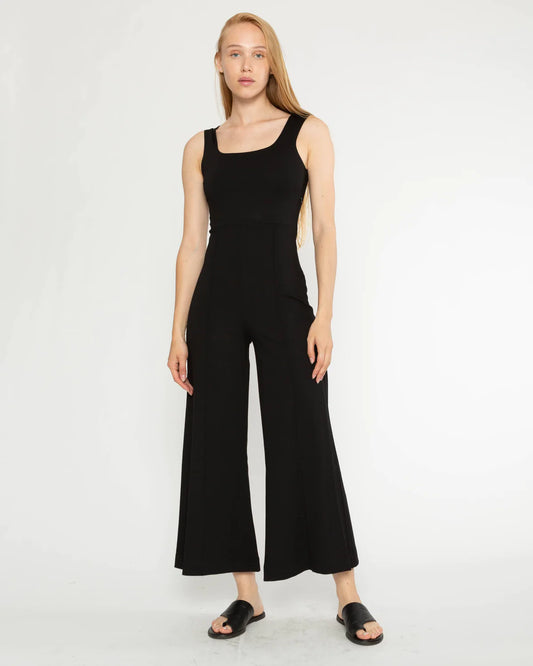 Ponte Knit Tank Wide Leg Jumpsuit: Cropped